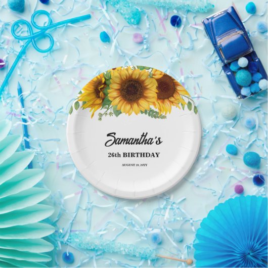 Rustikale Sonnenblume Geburtstag Pappteller (Party)