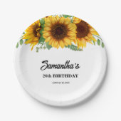 Rustikale Sonnenblume Geburtstag Pappteller (Vorderseite)