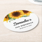 Rustikale Sonnenblume Geburtstag Runder Pappuntersetzer (Angewinkelt)