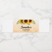 Rustikale Sonnenblume Geburtstag Wasserflaschenetikett (Einzelnes Label)