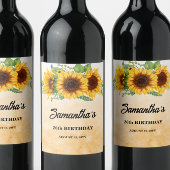 Rustikale Sonnenblume Geburtstag Weinetikett