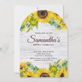 Rustikale Sonnenblume Geburtstagsparty Einladung