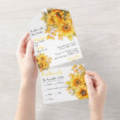 Rustikale Sonnenblume, gelbe Hochzeit All In One Einladung (Abreißen)