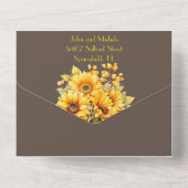 Rustikale Sonnenblume, gelbe und braune Hochzeit All In One Einladung (Rückseite)