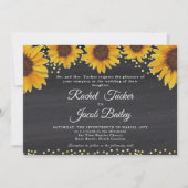 Rustikale Sonnenblume Gold & Chalk Hochzeit Einlad Einladung (Vorderseite)