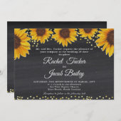 Rustikale Sonnenblume Gold & Chalk Hochzeit Einlad Einladung (Vorne/Hinten)
