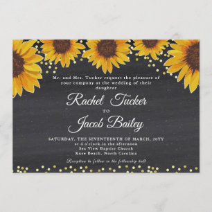 Rustikale Sonnenblume Gold & Chalk Hochzeit Einlad Einladung