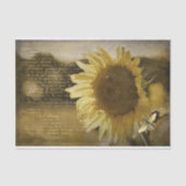 Rustikale Sonnenblume Gold handgeschriebene Decoup Seidenpapier (Vorderseite)