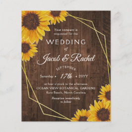 Rustikale Sonnenblume Goldene Hochzeit - Einladung