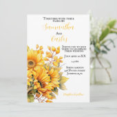rustikale Sonnenblume, goldgelbe Hochzeit Einladung (Stehend Vorderseite)