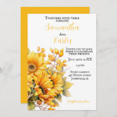 rustikale Sonnenblume, goldgelbe Hochzeit Einladung (Vorne/Hinten)