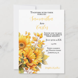 rustikale Sonnenblume, goldgelbe Hochzeit Einladung
