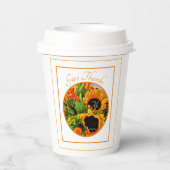 Rustikale Sonnenblume Herbst dank Monogram Pappbecher (Rückseite)