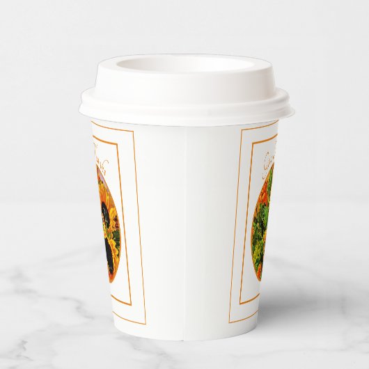 Rustikale Sonnenblume Herbst dank Monogram Pappbecher (Rechts)