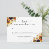 Rustikale Sonnenblume Herbst Hochzeit im Herbst UA RSVP Karte (Stehend Vorderseite)