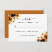 Rustikale Sonnenblume Herbst Hochzeit im Herbst UA RSVP Karte (Vorne/Hinten)