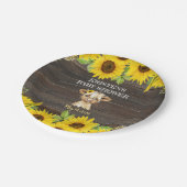 Rustikale Sonnenblume Hochland Kuh Baby Dusche Pappteller (Schrägansicht)