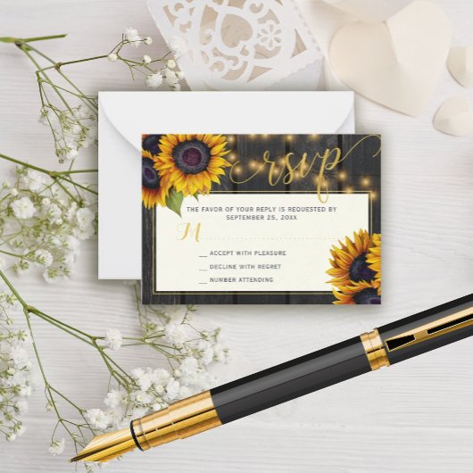 Rustikale Sonnenblume Hochzeit elegante UAWG Einsc Mitteilungskarte