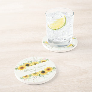 Rustikale Sonnenblume Hochzeit Getränkeuntersetzer