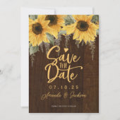 Rustikale Sonnenblume, Hochzeit im Herbst des Land Save The Date (Vorderseite)