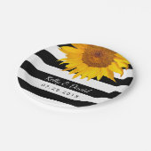 Rustikale Sonnenblume Hochzeit Moderne Streifen Pappteller (Schrägansicht)