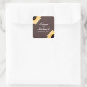 Rustikale Sonnenblume | Hochzeit Quadratischer Aufkleber (Tasche)