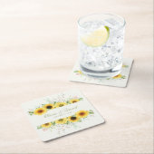 Rustikale Sonnenblume Hochzeit Rechteckiger Pappuntersetzer (Vor Ort)