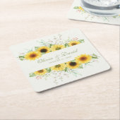Rustikale Sonnenblume Hochzeit Rechteckiger Pappuntersetzer (angewinkelt)