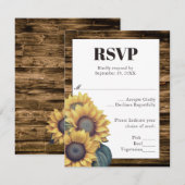 Rustikale Sonnenblume Hochzeit RSVP Karte (Vorne/Hinten)