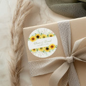 Rustikale Sonnenblume Hochzeit Runder Aufkleber