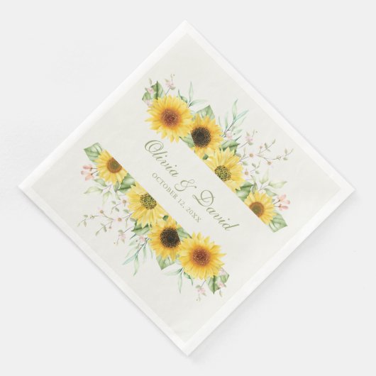 Rustikale Sonnenblume Hochzeit Serviette (Ecke)