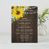 Rustikale Sonnenblume Hochzeit von Elfenbein  Einladung (Stehend Vorderseite)