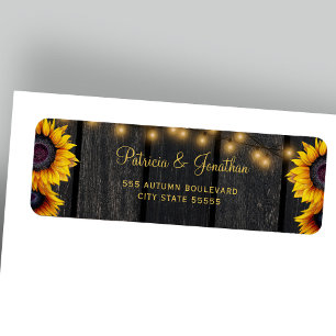 Rustikale Sonnenblume Hochzeitsholz Rücksendeadres