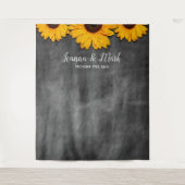 Rustikale Sonnenblume Hochzeitskabine Foto Hinterg Wandteppich (Vorderseite)