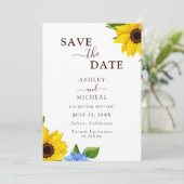 Rustikale Sonnenblume Hochzeitskarte Save the Date (Stehend Vorderseite)