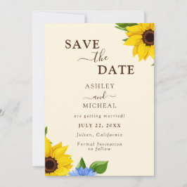 Rustikale Sonnenblume Hochzeitskarte Save the Date
