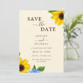 Rustikale Sonnenblume Hochzeitskarte Save the Date (Stehend Vorderseite)