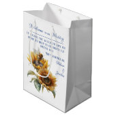 Rustikale Sonnenblume Hochzeitsnadel Mittlere Geschenktüte (Vorderseite Schrägansicht)