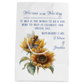 Rustikale Sonnenblume Hochzeitsnadel Mittlere Geschenktüte (Rückseite)