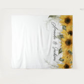 Rustikale Sonnenblume Hochzeitsstand Foto Hintergr Wandteppich (Vorderseite (Horizontal))