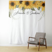 Rustikale Sonnenblume Hochzeitsstand Foto Hintergr Wandteppich (Beispiel)