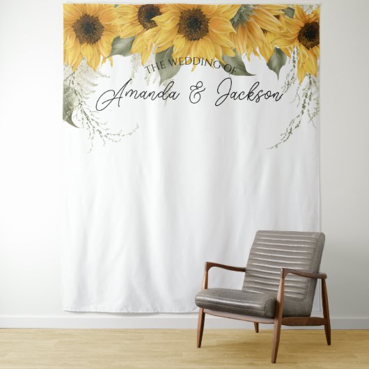 Rustikale Sonnenblume Hochzeitsstand Foto Hintergr Wandteppich (Beispiel)