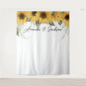 Rustikale Sonnenblume Hochzeitsstand Foto Hintergr Wandteppich (Vorderseite)