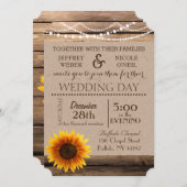 Rustikale Sonnenblume Holz Hochzeit Einladung (Vorne/Hinten)