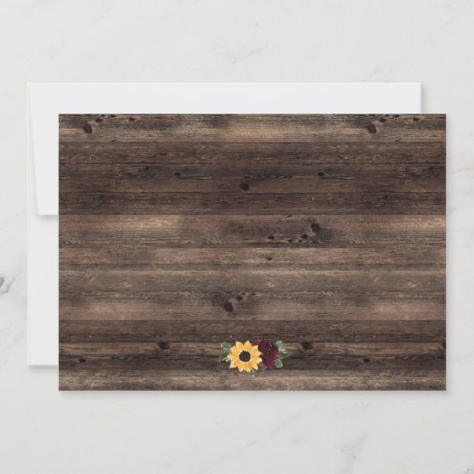 Rustikale Sonnenblume Holz Lights Probe Abendessen Einladung (Rückseite)