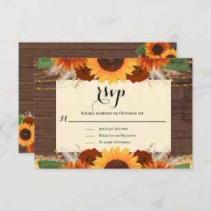 Rustikale Sonnenblume Holz Terracotta Wedding RSVP
