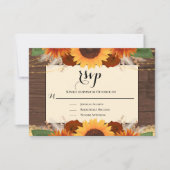 Rustikale Sonnenblume Holz Terracotta Wedding RSVP Karte (Vorderseite)