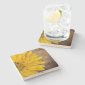 Rustikale Sonnenblume-hölzernes Land-Chic Steinuntersetzer (Seitenansicht)