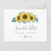Rustikale Sonnenblume Horizontal Save the Date Pos Einladungspostkarte (Vorderseite)