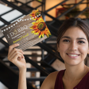 Rustikale Sonnenblume 'I Do BBQ'   Verlobungsfeier Einladung
